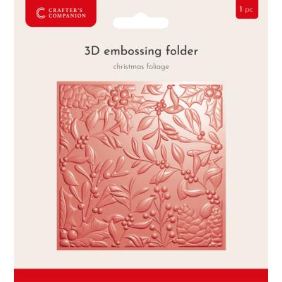 Crafter's Companion Christmas 3D Embossing Folder - Christmas Foliage